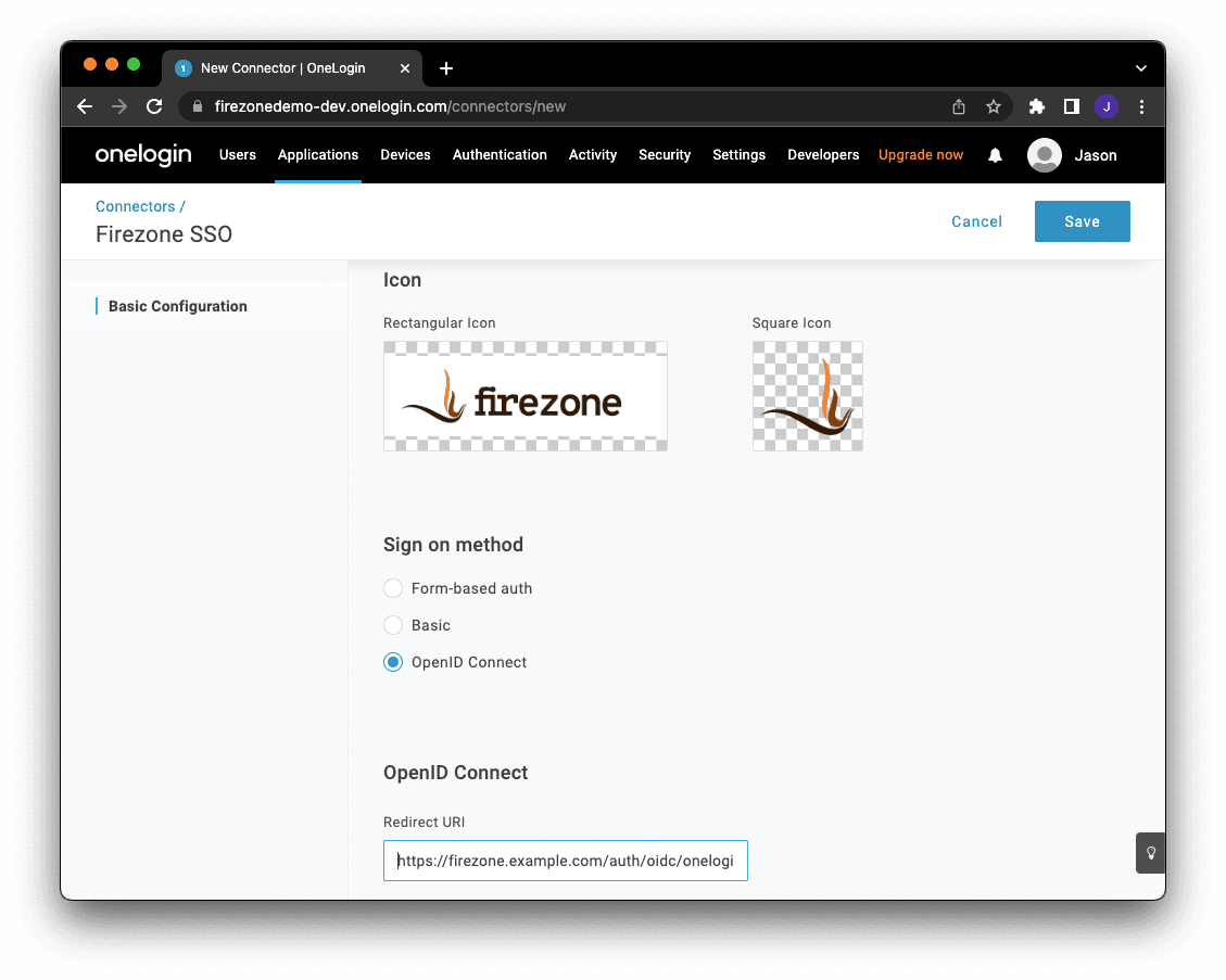 onelogin configuration